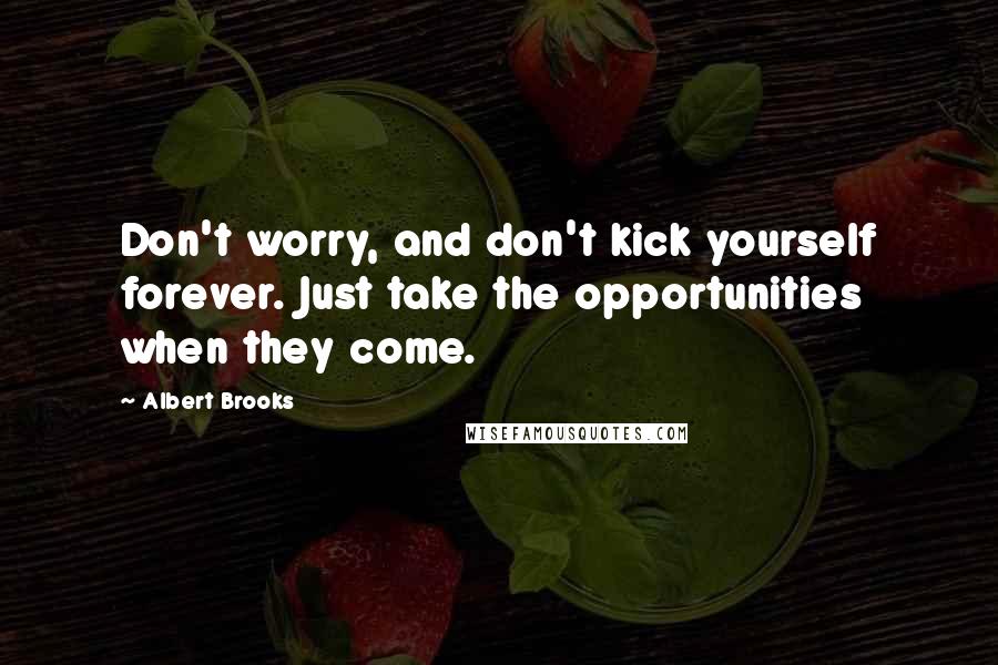 Albert Brooks Quotes: Don't worry, and don't kick yourself forever. Just take the opportunities when they come.