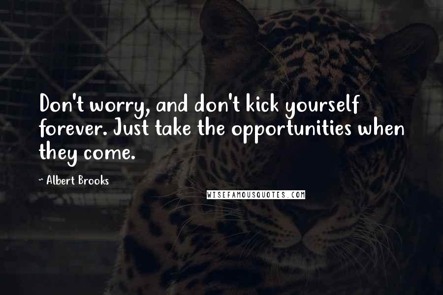 Albert Brooks Quotes: Don't worry, and don't kick yourself forever. Just take the opportunities when they come.