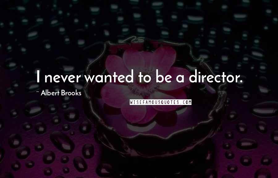 Albert Brooks Quotes: I never wanted to be a director.