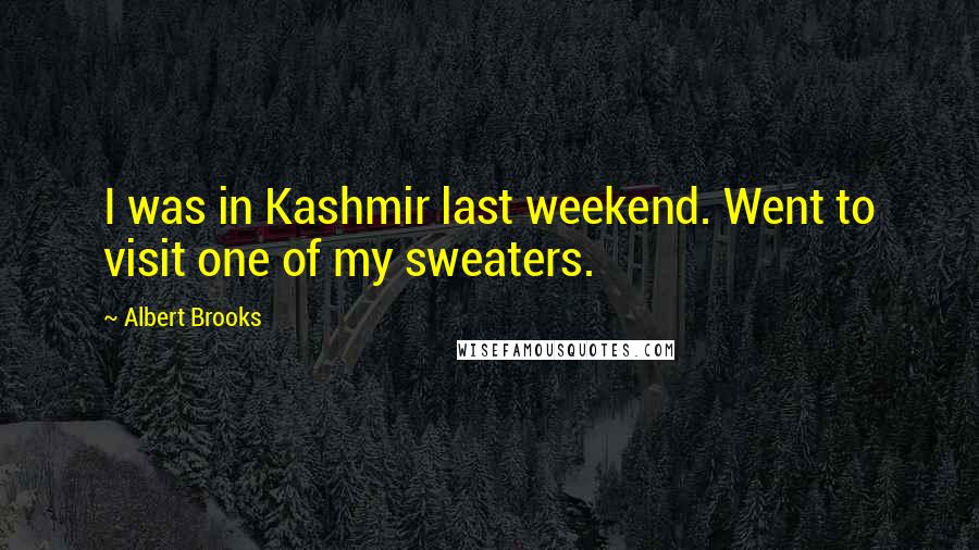 Albert Brooks Quotes: I was in Kashmir last weekend. Went to visit one of my sweaters.