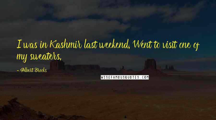 Albert Brooks Quotes: I was in Kashmir last weekend. Went to visit one of my sweaters.