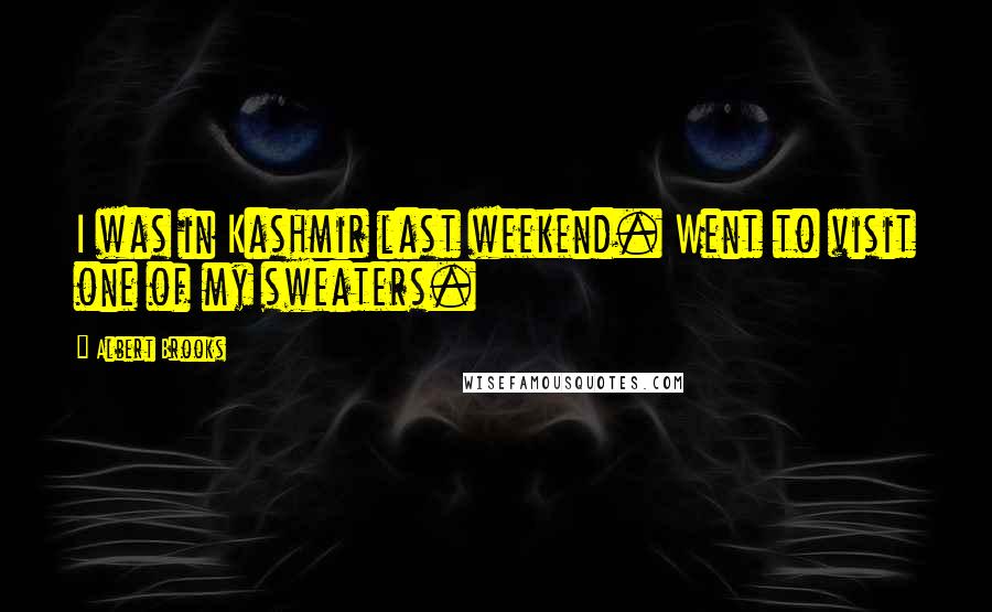 Albert Brooks Quotes: I was in Kashmir last weekend. Went to visit one of my sweaters.