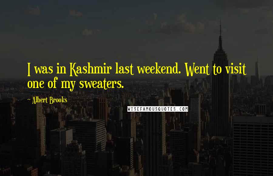 Albert Brooks Quotes: I was in Kashmir last weekend. Went to visit one of my sweaters.