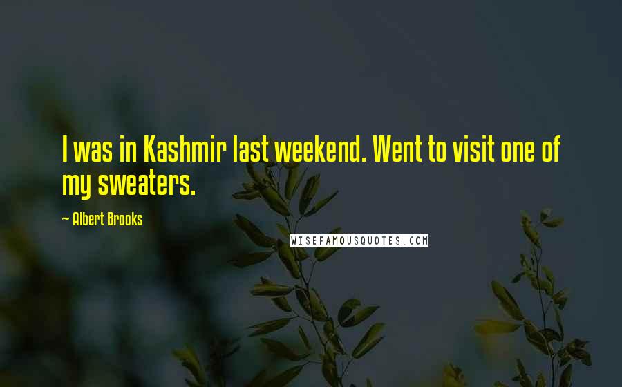 Albert Brooks Quotes: I was in Kashmir last weekend. Went to visit one of my sweaters.