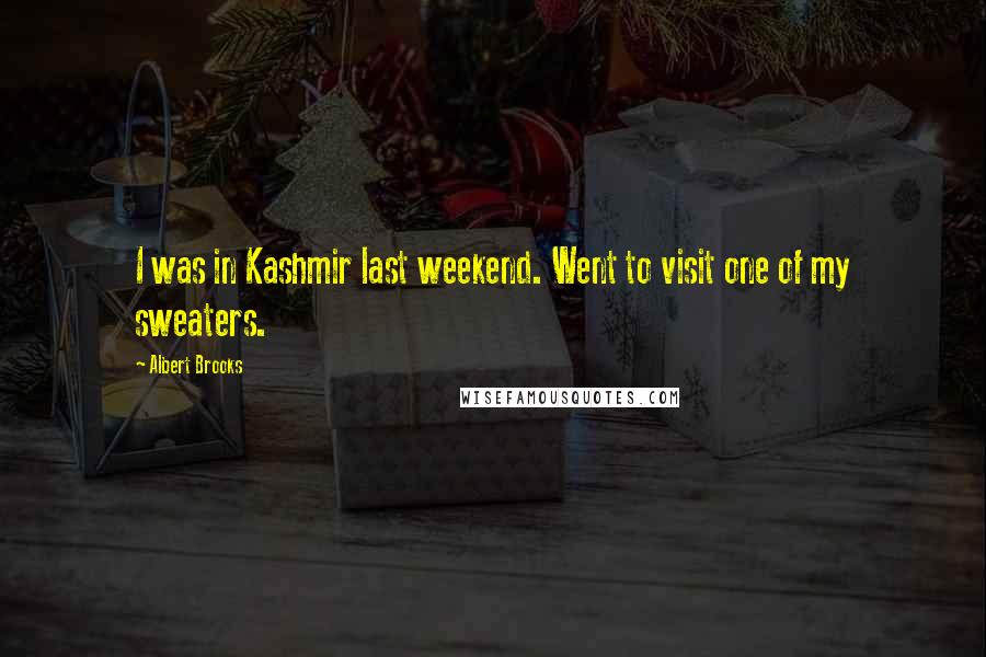 Albert Brooks Quotes: I was in Kashmir last weekend. Went to visit one of my sweaters.