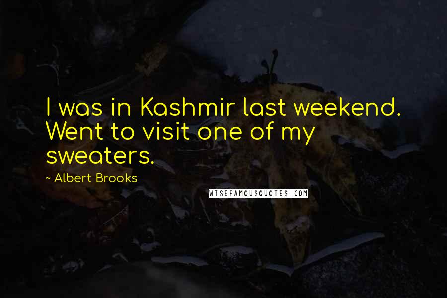 Albert Brooks Quotes: I was in Kashmir last weekend. Went to visit one of my sweaters.