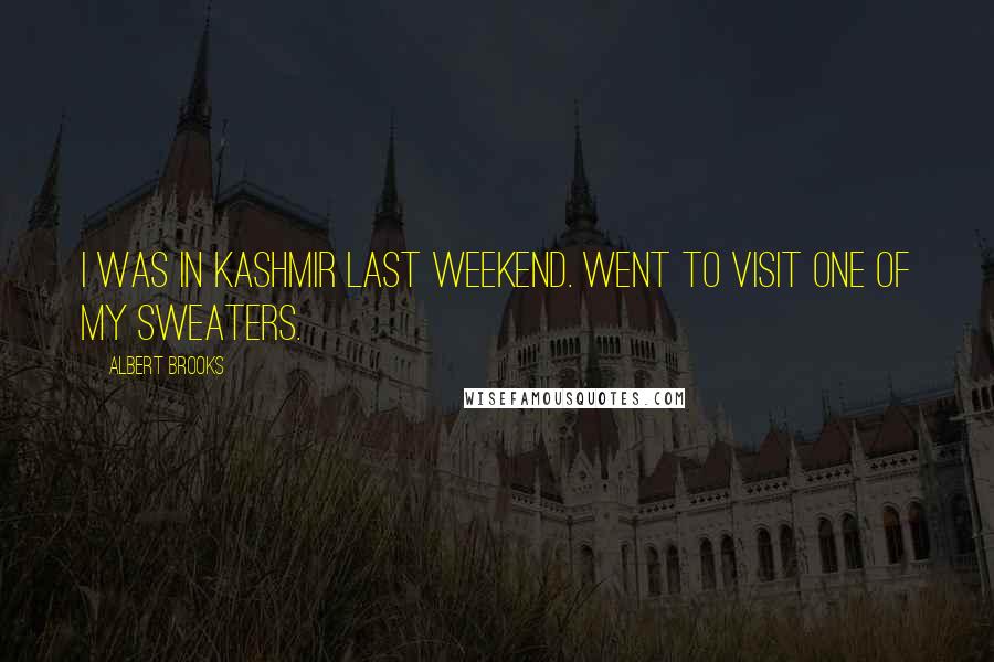 Albert Brooks Quotes: I was in Kashmir last weekend. Went to visit one of my sweaters.