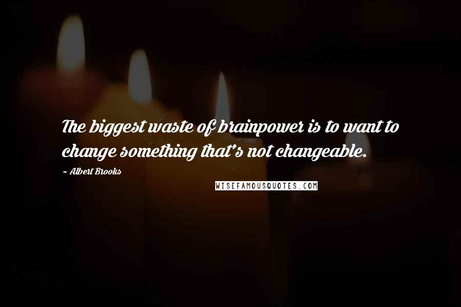 Albert Brooks Quotes: The biggest waste of brainpower is to want to change something that's not changeable.