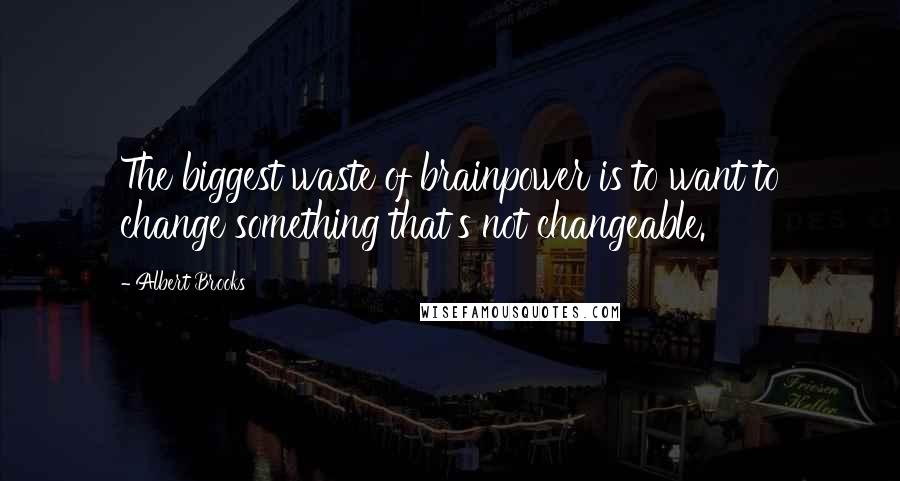 Albert Brooks Quotes: The biggest waste of brainpower is to want to change something that's not changeable.