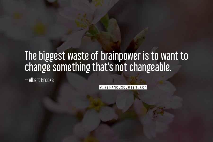 Albert Brooks Quotes: The biggest waste of brainpower is to want to change something that's not changeable.