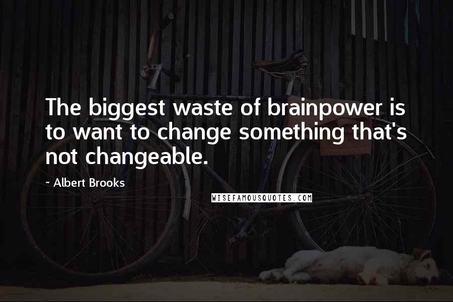 Albert Brooks Quotes: The biggest waste of brainpower is to want to change something that's not changeable.