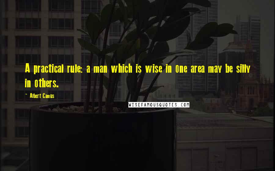 Albert Camus Quotes: A practical rule: a man which is wise in one area may be silly in others.