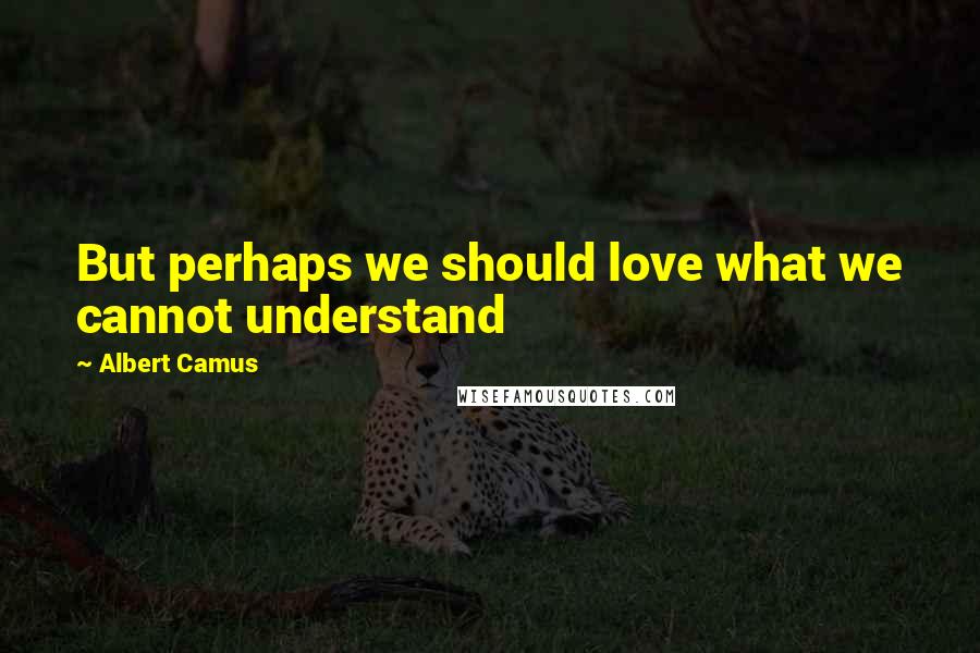 Albert Camus Quotes: But perhaps we should love what we cannot understand