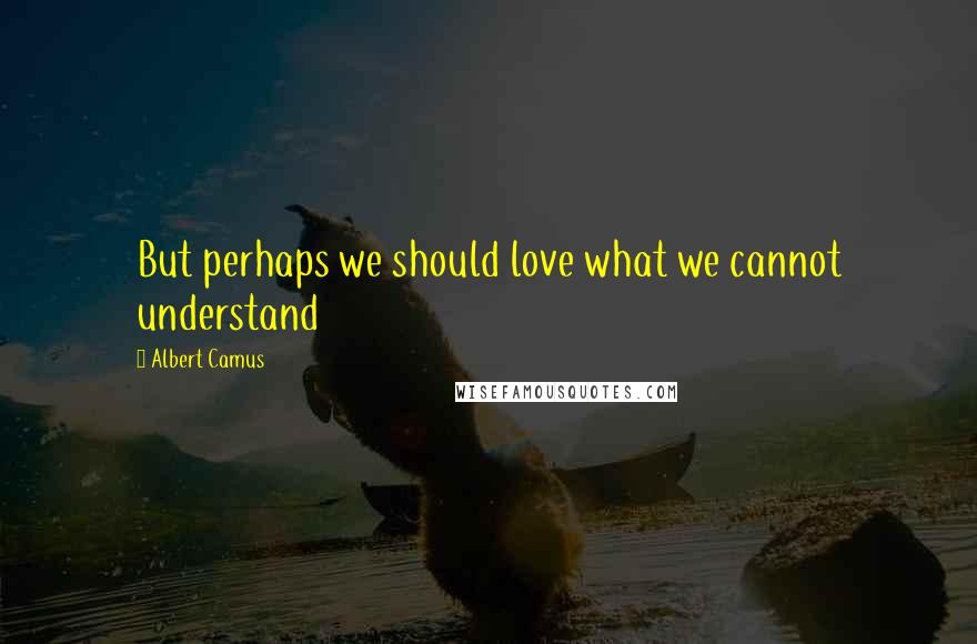 Albert Camus Quotes: But perhaps we should love what we cannot understand