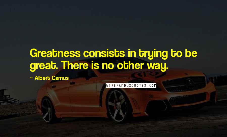 Albert Camus Quotes: Greatness consists in trying to be great. There is no other way.