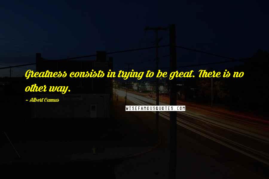 Albert Camus Quotes: Greatness consists in trying to be great. There is no other way.