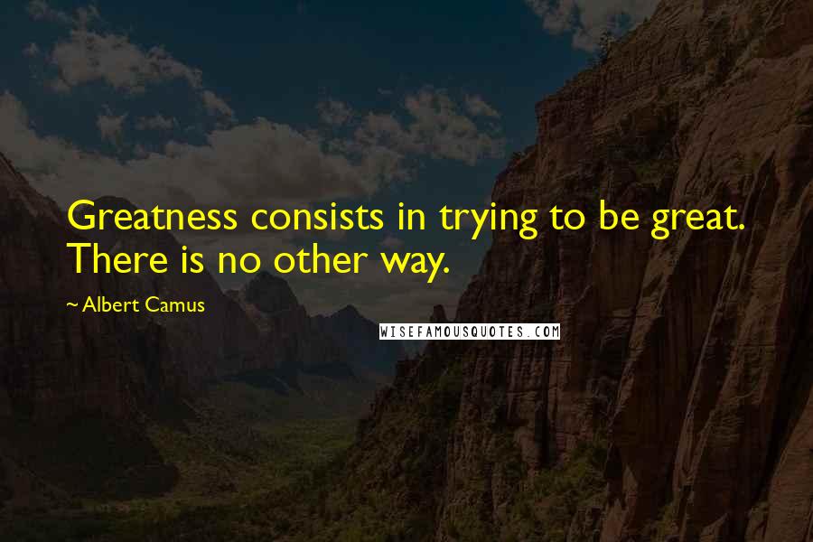 Albert Camus Quotes: Greatness consists in trying to be great. There is no other way.