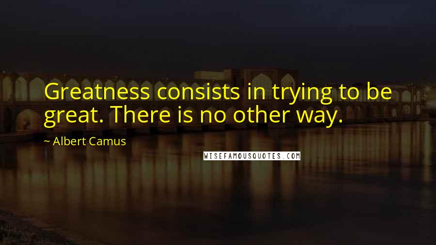 Albert Camus Quotes: Greatness consists in trying to be great. There is no other way.