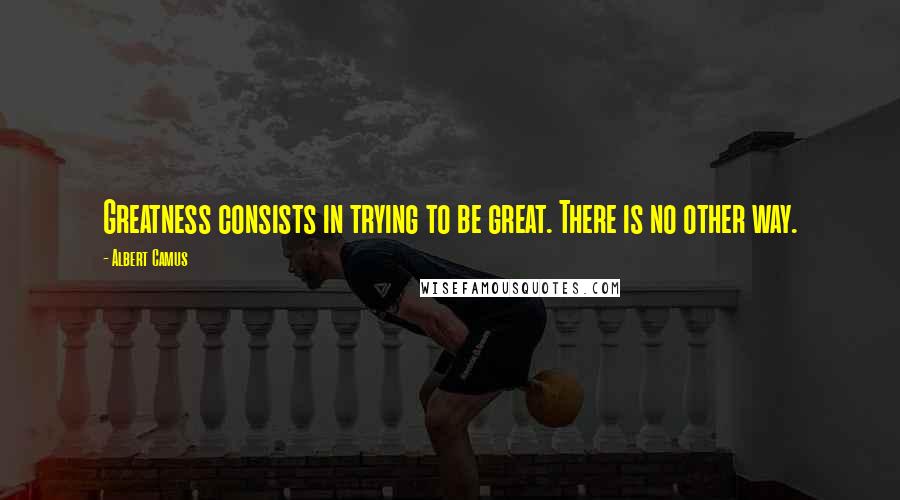 Albert Camus Quotes: Greatness consists in trying to be great. There is no other way.