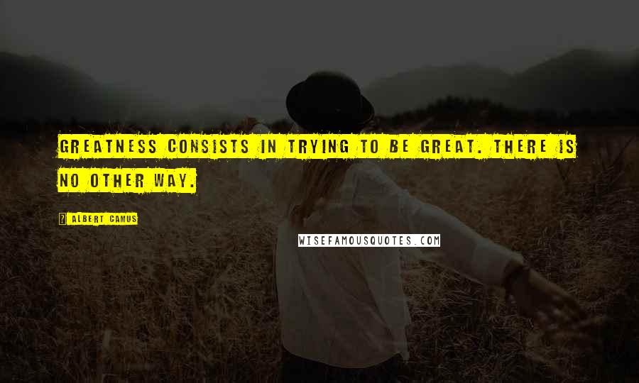 Albert Camus Quotes: Greatness consists in trying to be great. There is no other way.