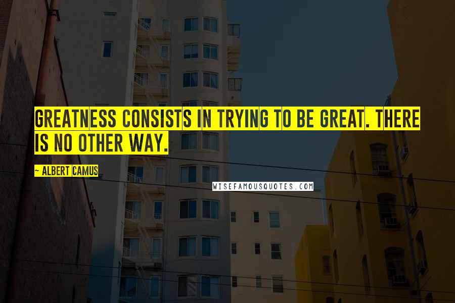 Albert Camus Quotes: Greatness consists in trying to be great. There is no other way.