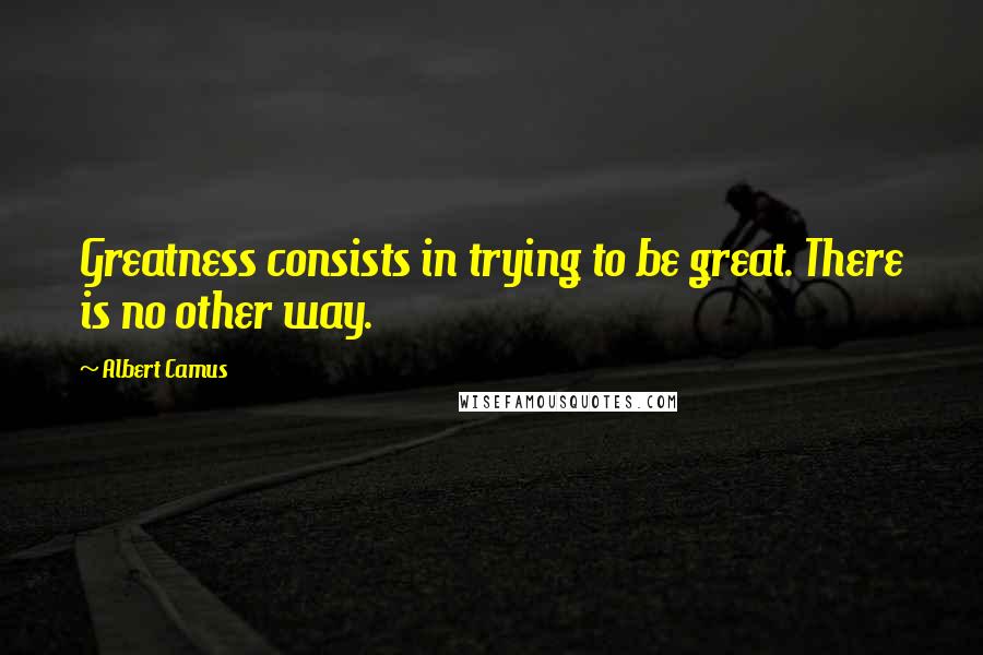 Albert Camus Quotes: Greatness consists in trying to be great. There is no other way.