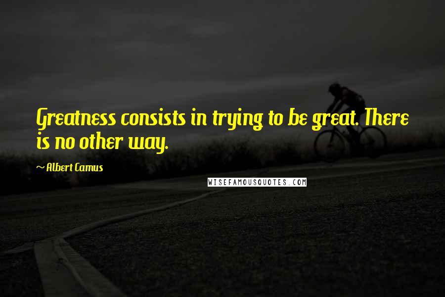 Albert Camus Quotes: Greatness consists in trying to be great. There is no other way.