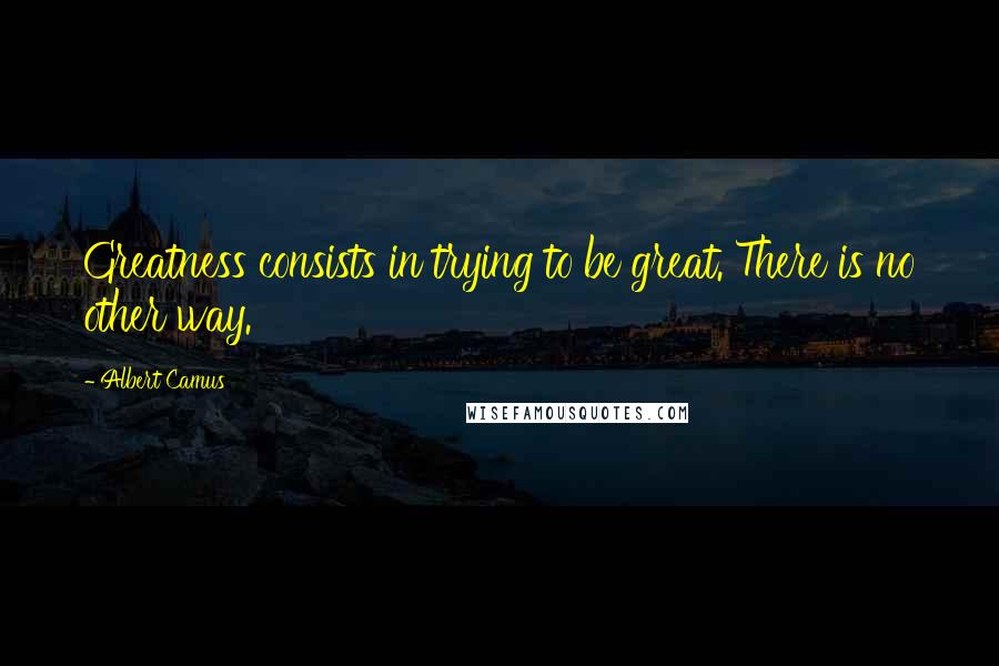 Albert Camus Quotes: Greatness consists in trying to be great. There is no other way.