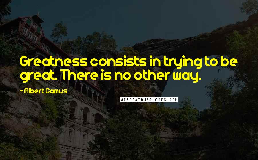 Albert Camus Quotes: Greatness consists in trying to be great. There is no other way.