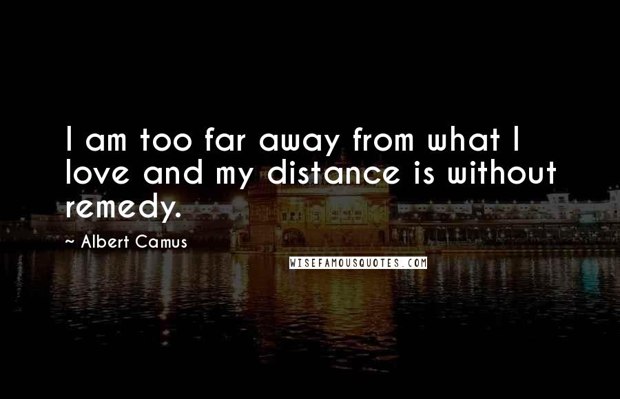 Albert Camus Quotes: I am too far away from what I love and my distance is without remedy.