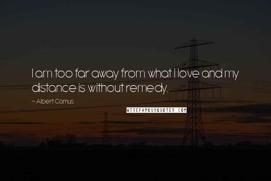 Albert Camus Quotes: I am too far away from what I love and my distance is without remedy.