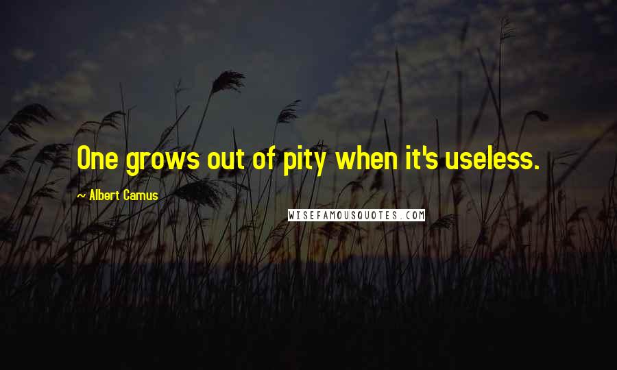 Albert Camus Quotes: One grows out of pity when it's useless.
