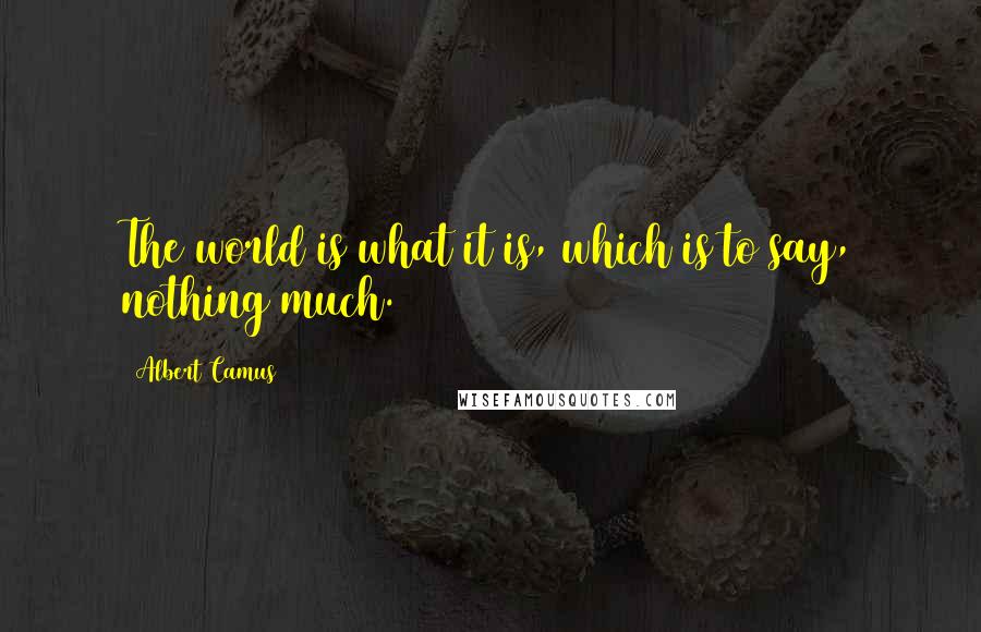 Albert Camus Quotes: The world is what it is, which is to say, nothing much.