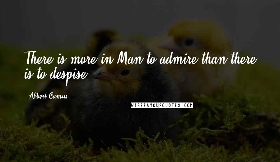 Albert Camus Quotes: There is more in Man to admire than there is to despise.