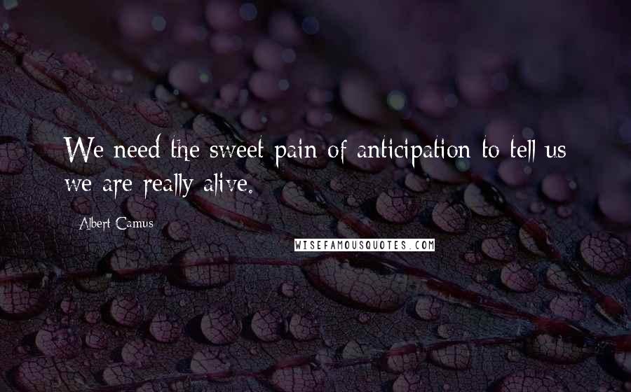 Albert Camus Quotes: We need the sweet pain of anticipation to tell us we are really alive.