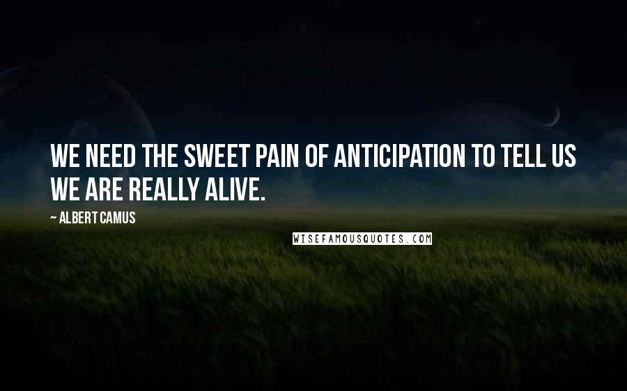 Albert Camus Quotes: We need the sweet pain of anticipation to tell us we are really alive.