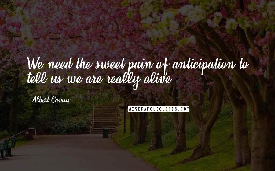 Albert Camus Quotes: We need the sweet pain of anticipation to tell us we are really alive.