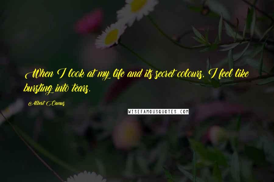 Albert Camus Quotes: When I look at my life and its secret colours, I feel like bursting into tears.