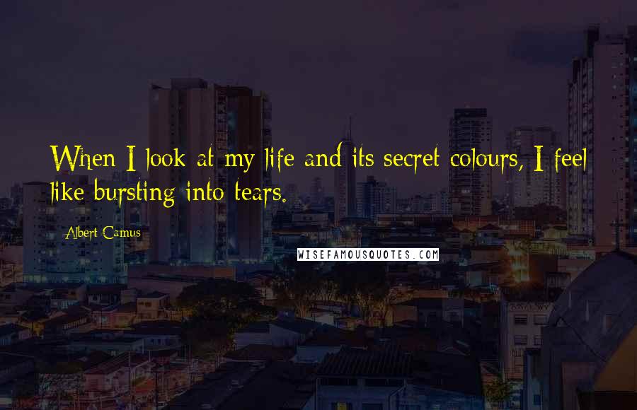 Albert Camus Quotes: When I look at my life and its secret colours, I feel like bursting into tears.