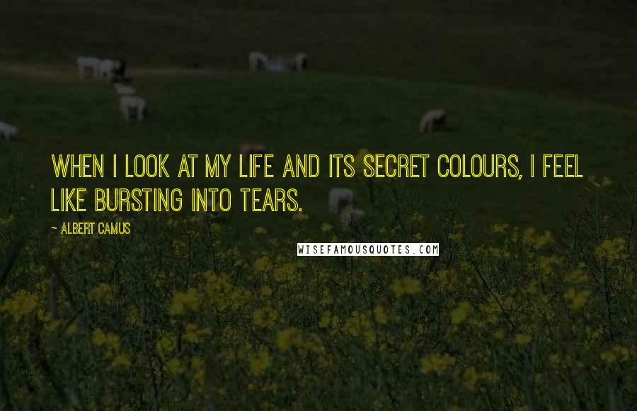 Albert Camus Quotes: When I look at my life and its secret colours, I feel like bursting into tears.