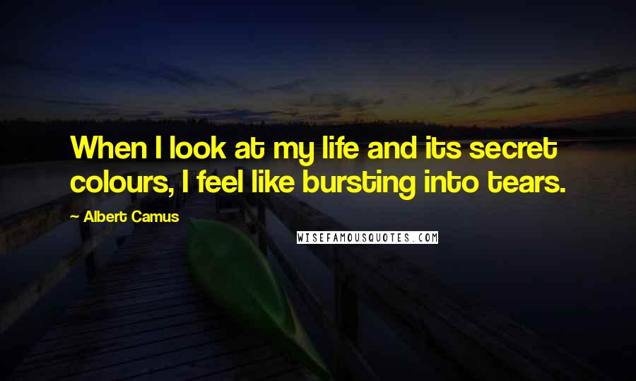 Albert Camus Quotes: When I look at my life and its secret colours, I feel like bursting into tears.