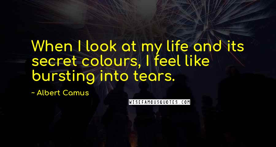 Albert Camus Quotes: When I look at my life and its secret colours, I feel like bursting into tears.