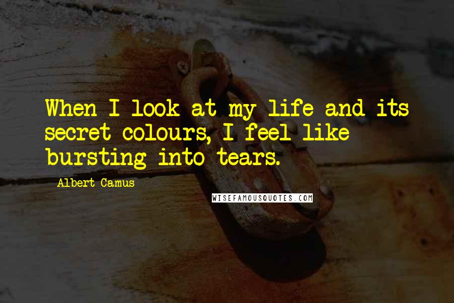 Albert Camus Quotes: When I look at my life and its secret colours, I feel like bursting into tears.