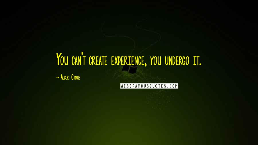 Albert Camus Quotes: You can't create experience, you undergo it.