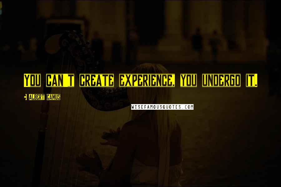 Albert Camus Quotes: You can't create experience, you undergo it.