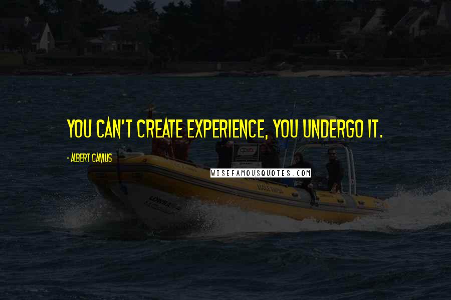 Albert Camus Quotes: You can't create experience, you undergo it.