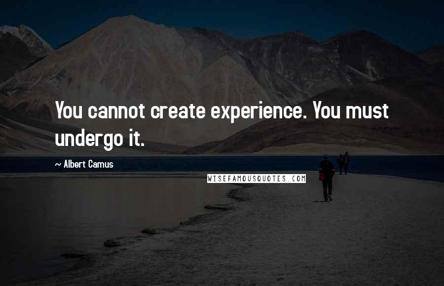 Albert Camus Quotes: You cannot create experience. You must undergo it.