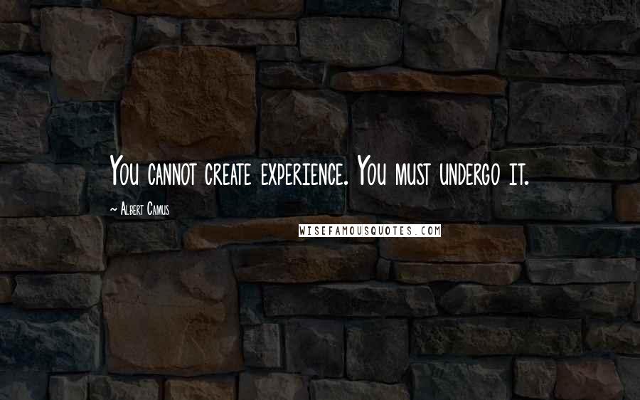 Albert Camus Quotes: You cannot create experience. You must undergo it.