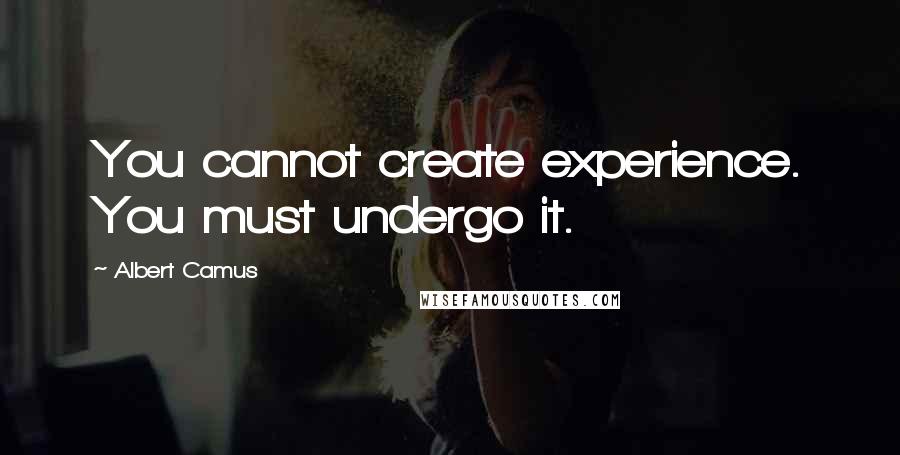 Albert Camus Quotes: You cannot create experience. You must undergo it.