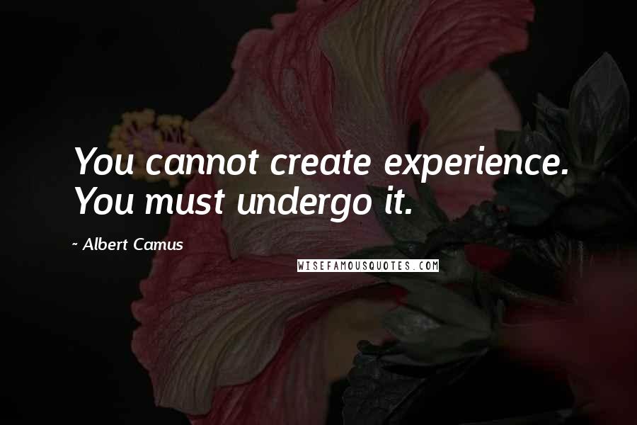 Albert Camus Quotes: You cannot create experience. You must undergo it.